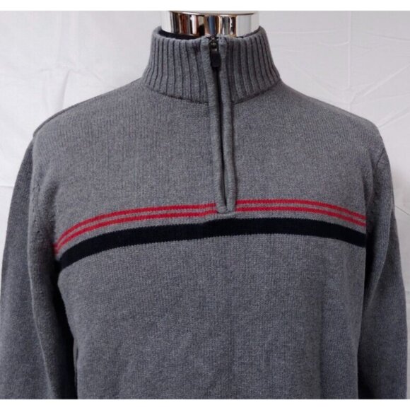 Eddie Bauer Mens Large Grey 1/4 Zip Tight Knit Pullover Heavyweight Sweater - Picture 2 of 14